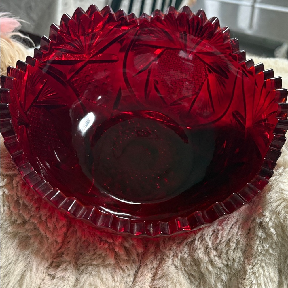 Westmoreland Ruby Red Pattern Glass Bowl 8.25"